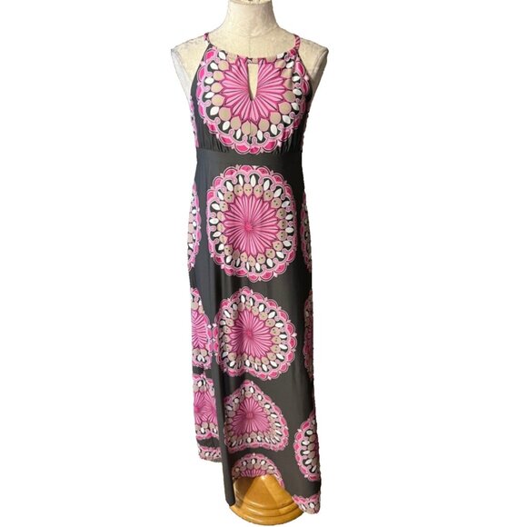 INC Dress Pink Gray White Medium Stretch Long Maxi Sleeveless Washable - Picture 2 of 6
